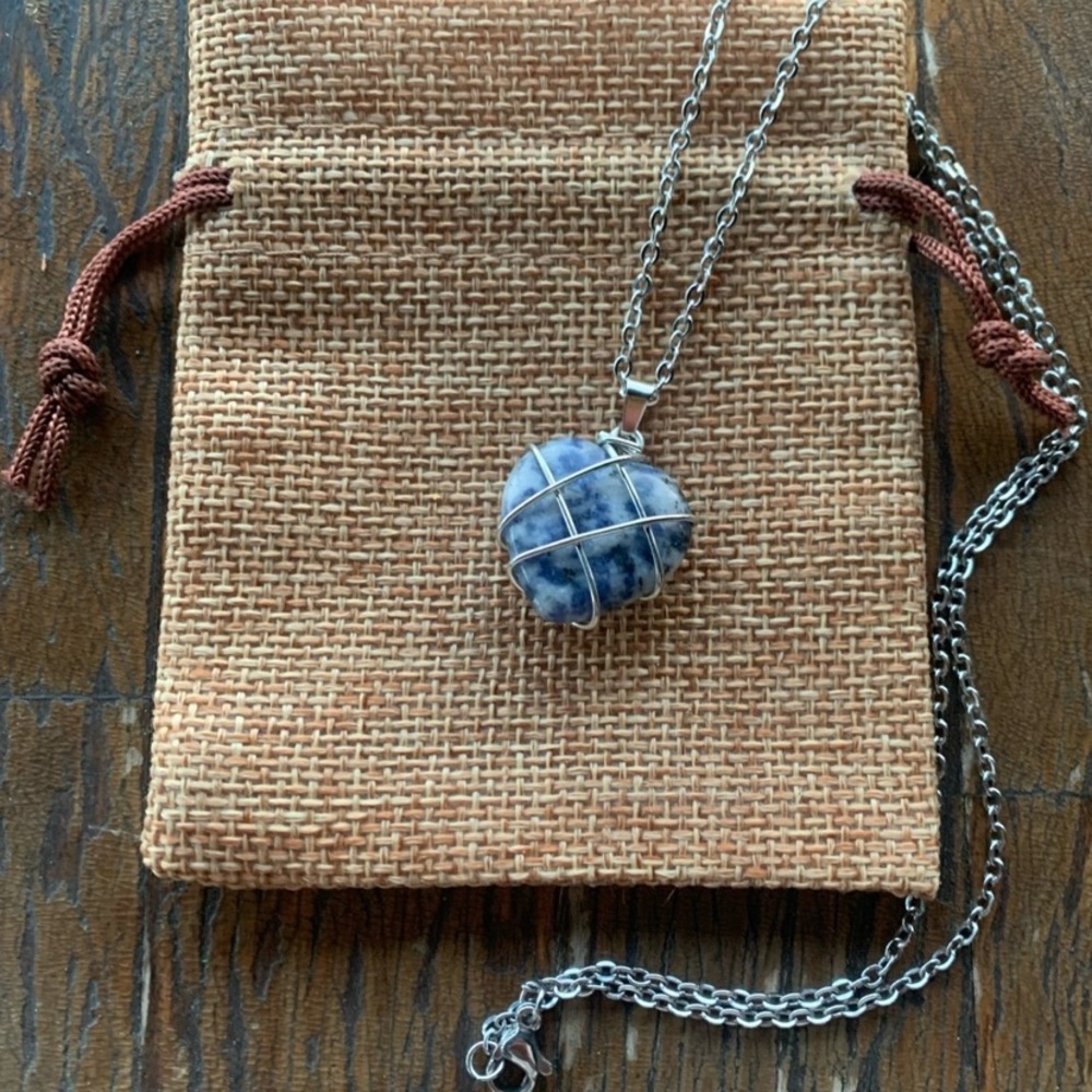 Brand New Sodalite Heart Necklace Sodalite Necklace Sodalite Pendant